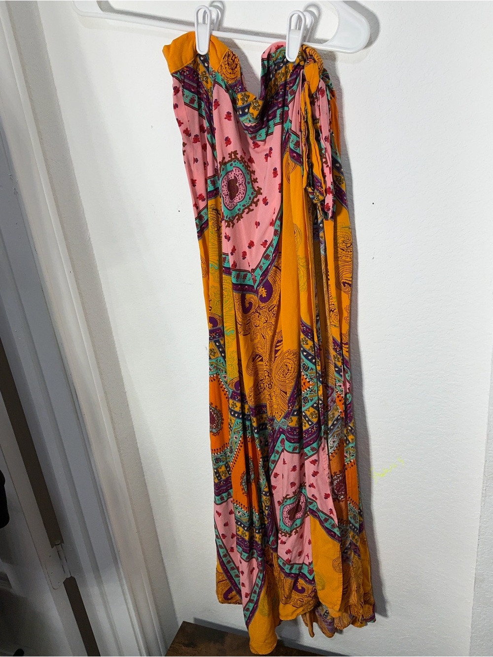 Boho Print Maxi Skirt in Pink & Orange